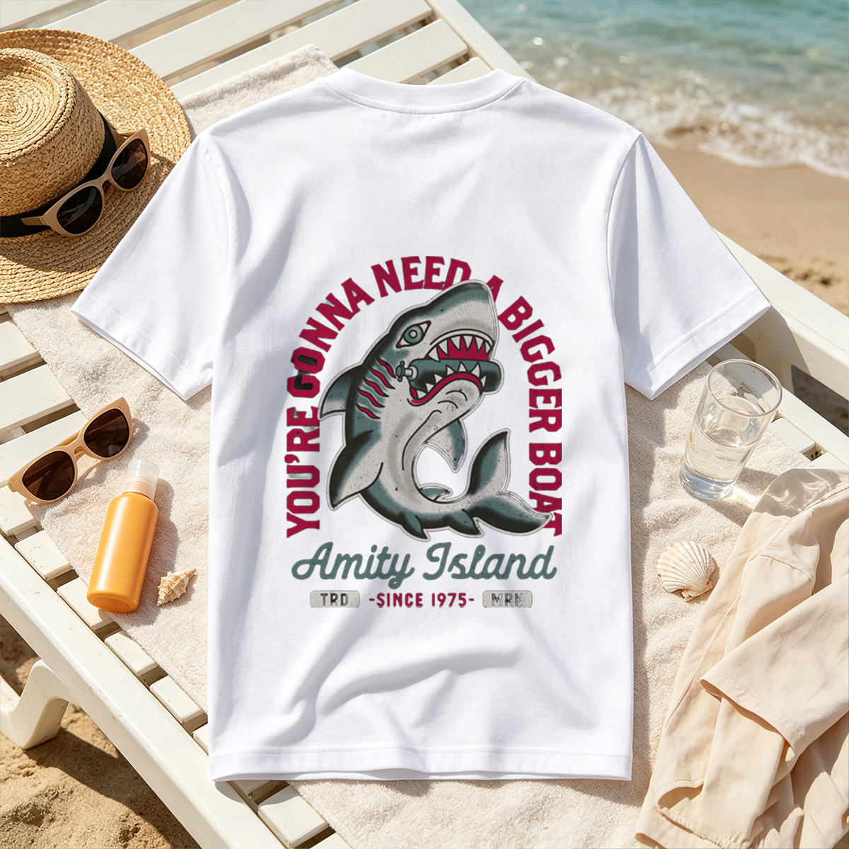 Jaws - Amity Island Shark Design - Tee