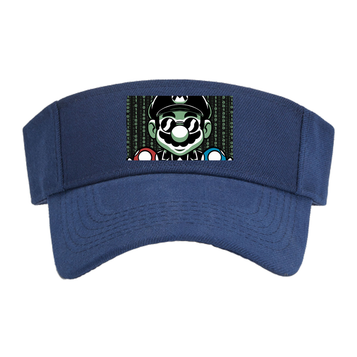 Mario in Matrix Code with Red and Blue Mushrooms -  Visor cap