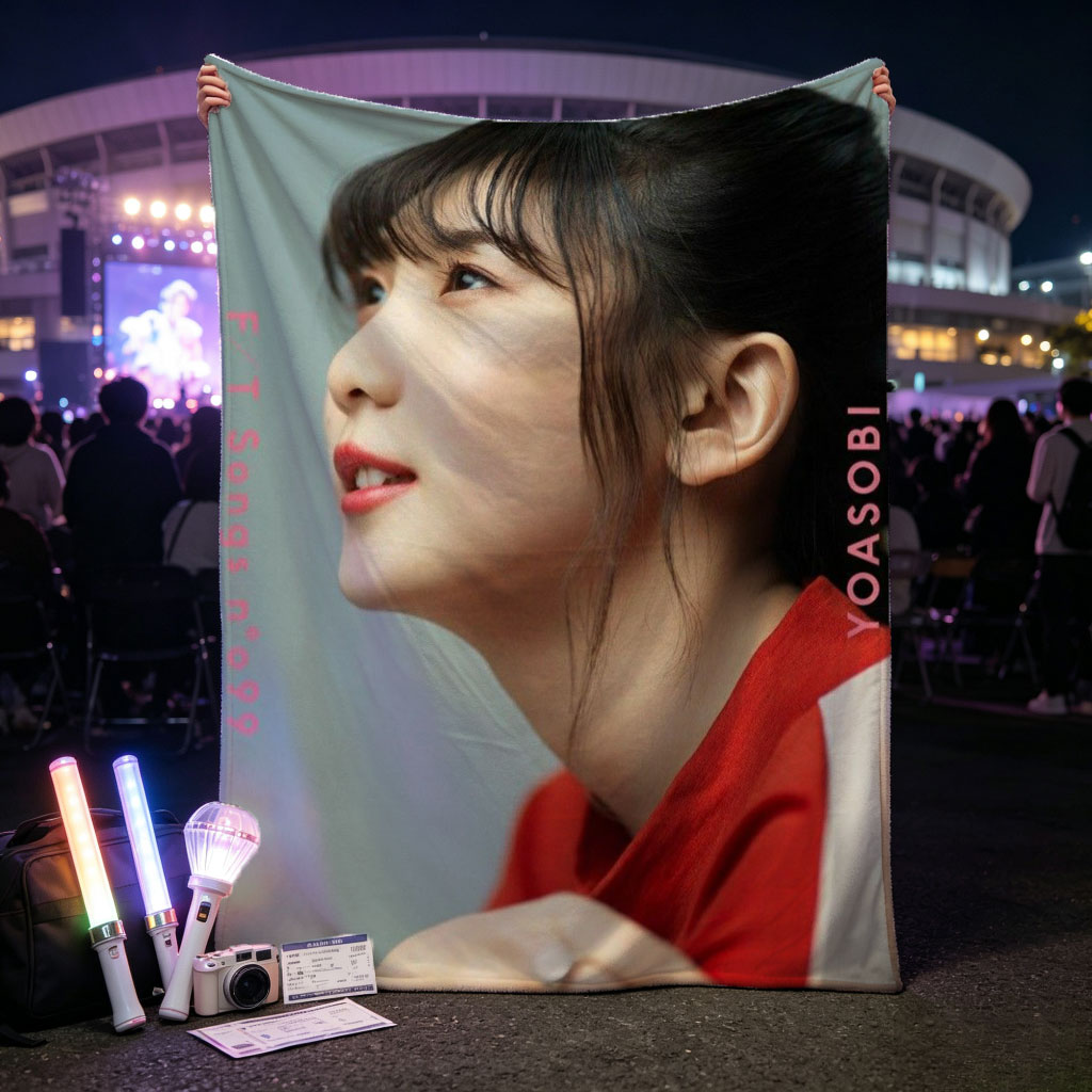 YOASOBI in a Serene Moment with Soft Lighting and Red Outfit - Blankets