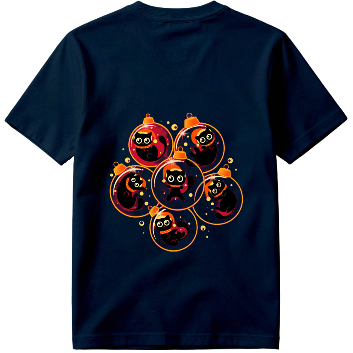 Black Cats in Christmas Ornaments - Tee