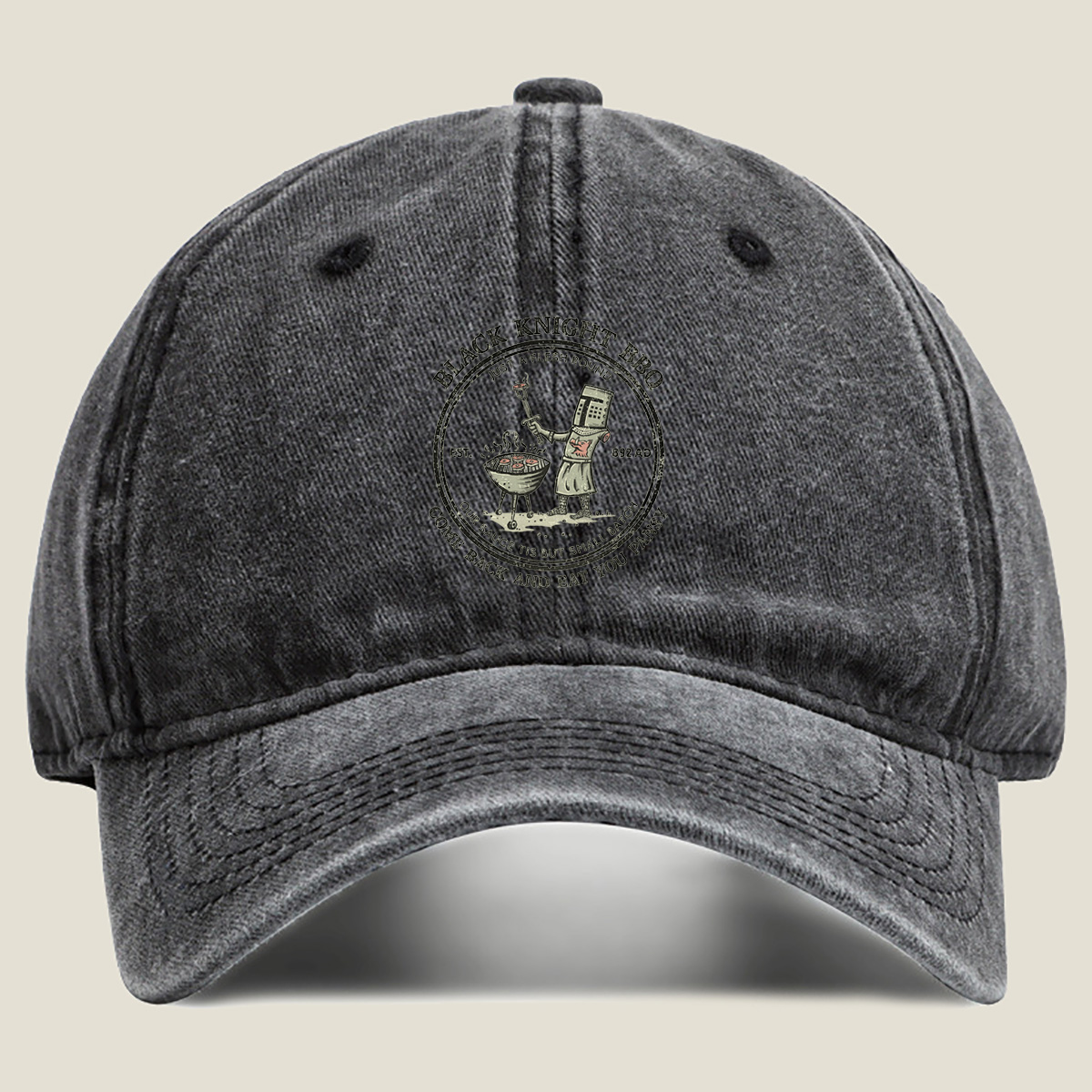 Black Knight BBQ: Just a Flesh Round - Washed Denim - Baseball Cap