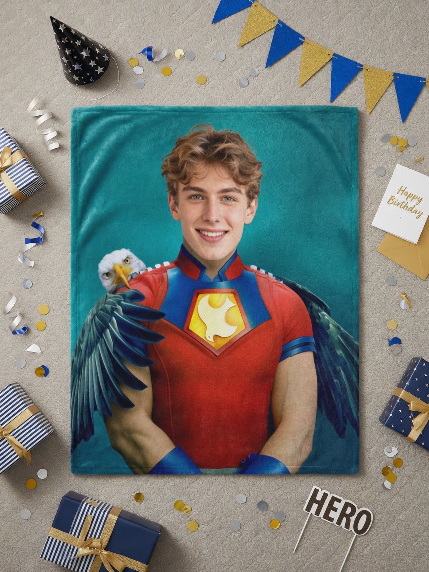 Custom Photo Blanket Personalized Face Print Flannel Throw Anti-Pilling Cozy Warm Bedding Gift for Family and Friends