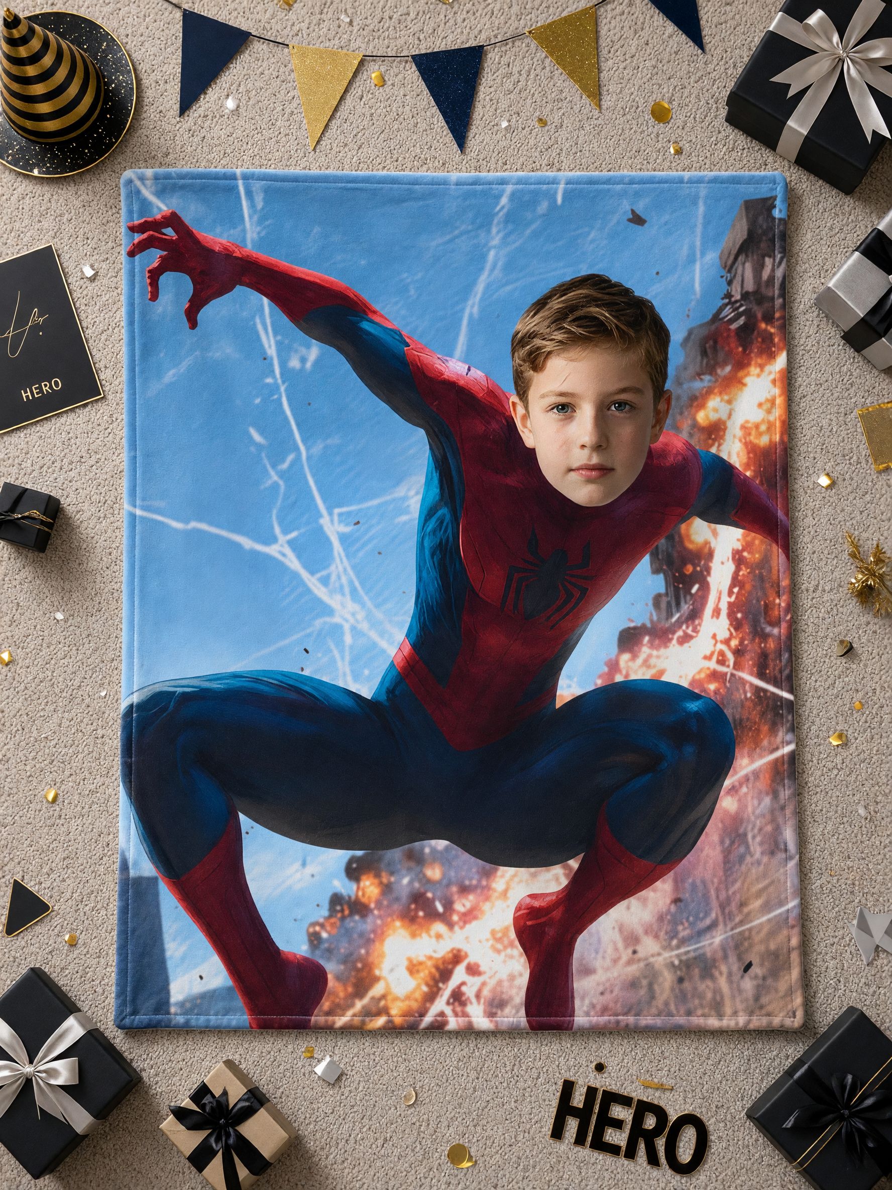 Custom Photo Face Superhero Flannel Blanket Personalized Picture Throw Warm Fleece Bed Couch Throw Blanket Ideal