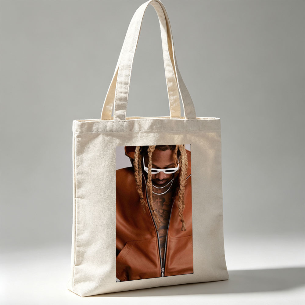 Future in a Brown Leather Jacket with White Sunglasses and Braided Hair - Canvas tote bags