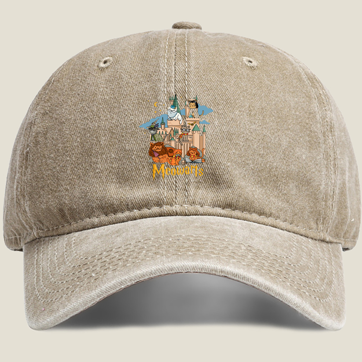 Meowarts: Cats in a Magical Castle - Washed Denim - Baseball Cap