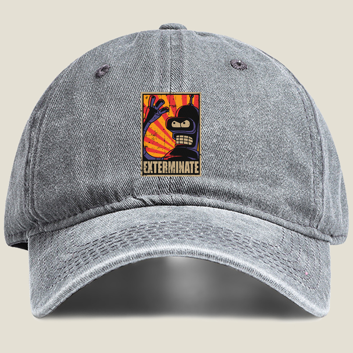 Futurama: Bender Exterminate Poster - Washed Denim - Baseball Cap