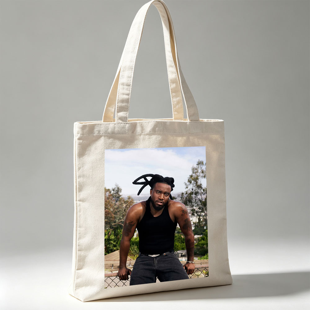 T-Pain Outdoors in Los Angeles, Wearing Black Tank Top and Jeans with Visible Tattoos and Dreads - Canvas tote bags