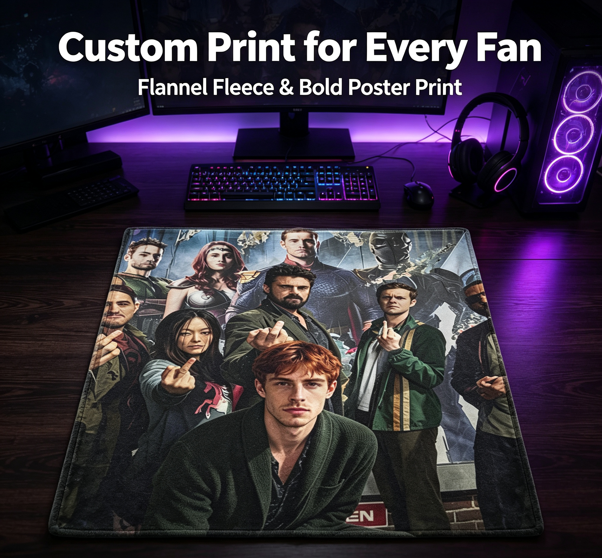 Custom Face Blanket - The Boys TV Series Characters Flannel Blanket - Cozy Living Room or Bedroom Decor - Perfect Gift for Fans and Collectors
