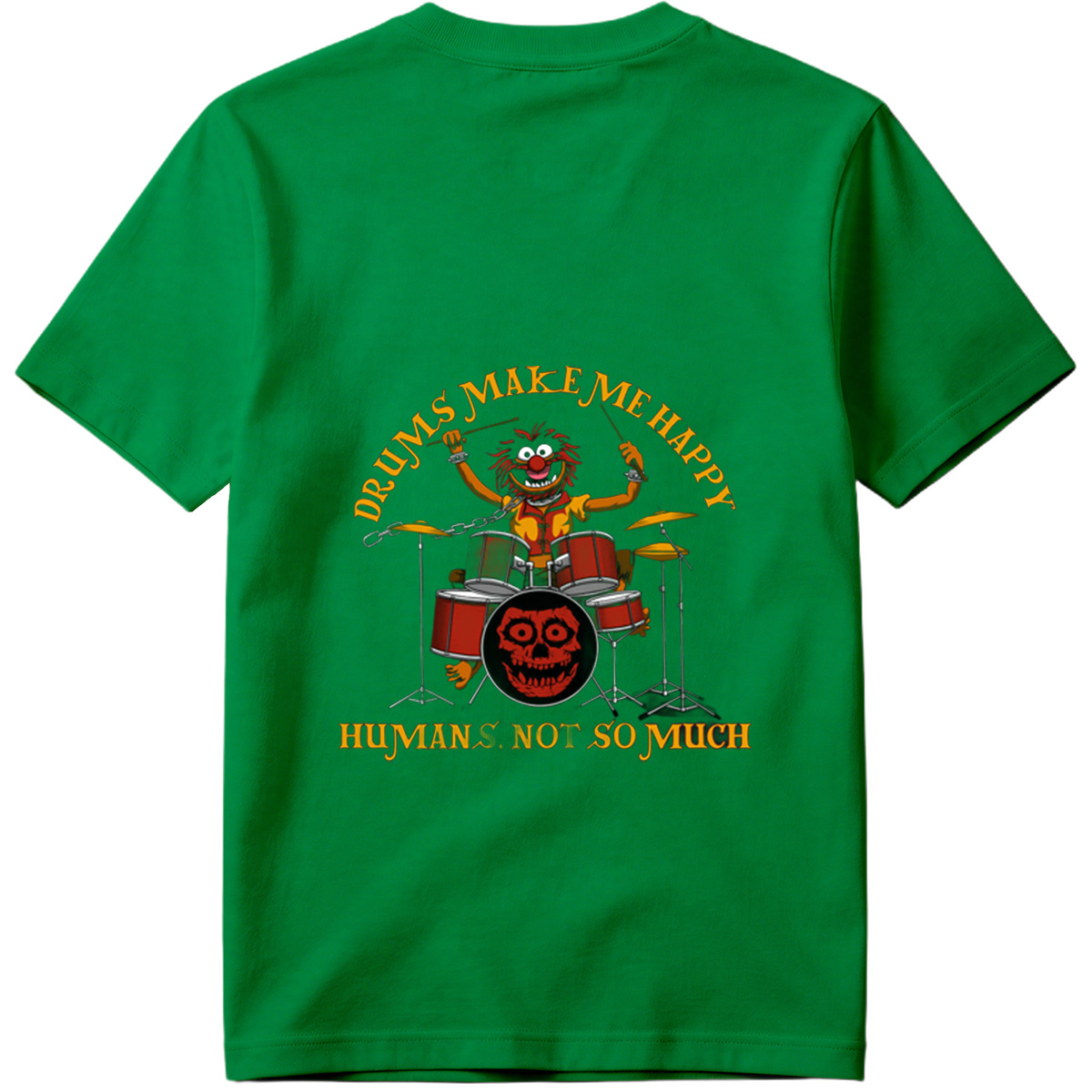 Animal from The Muppets Playing Drums with Skull Design - Tee