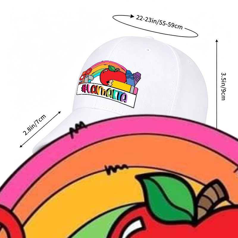 Unisex Classic Baseball Cap with Rainbow Apple Art and #LAMMAETA Print - Perfect for School, Arts & Crafts, Teachers and Creative Adults