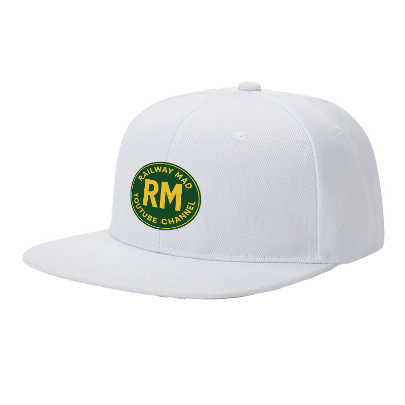 Flat Brim Baseball Cap Railway Mad RM Logo Print Streetwear Underground Skate Style for Basketball Court Street Skate Park Skaters Rappers Urban Players