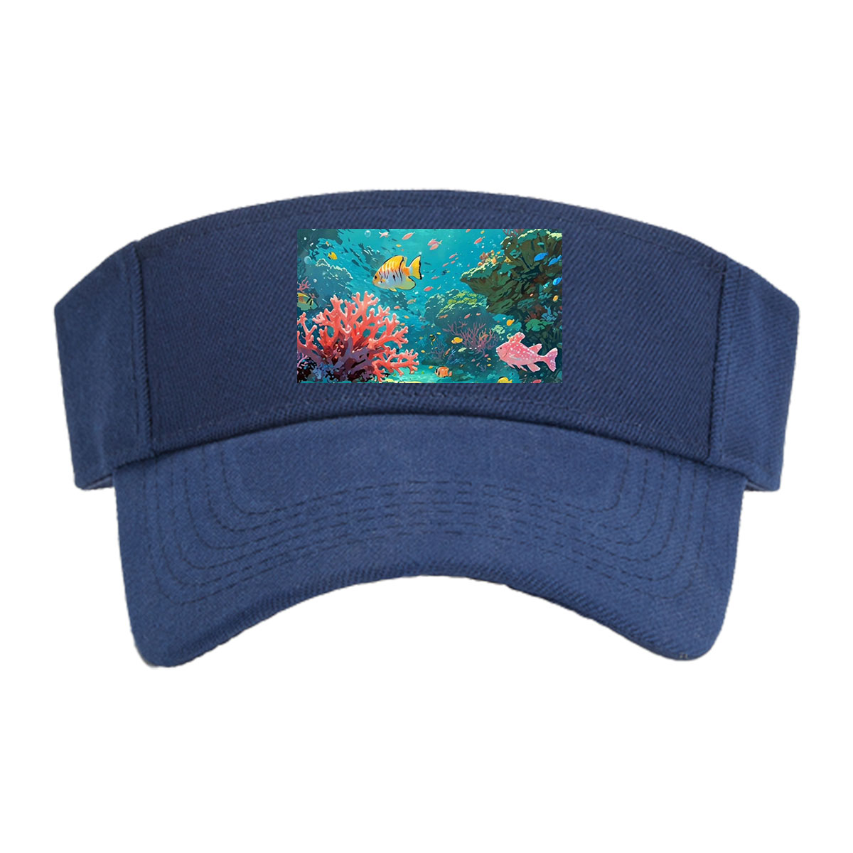 Vibrant Coral Reef with Colorful Fish and Sunlight Rays -  Visor cap