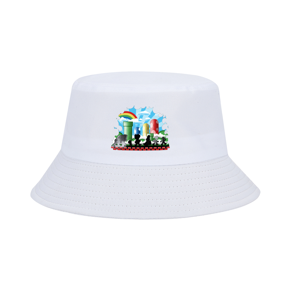 Super Mario Silhouettes: Koopa, Toad, Princess, Mario, and Luigi - Fisherman's Hat