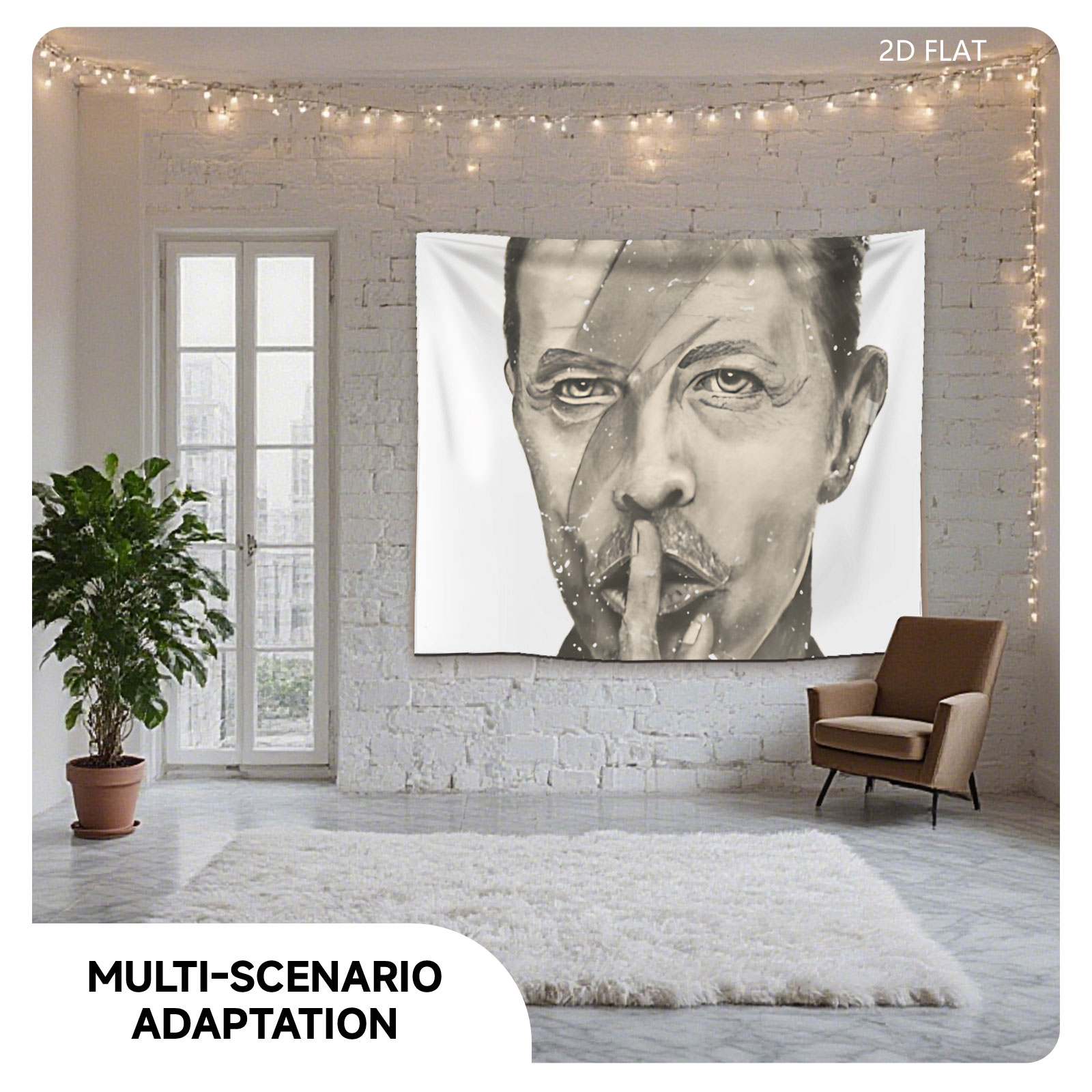 David Bowie: Ziggy Stardust Portrait with Shh Gesture - Tapestry