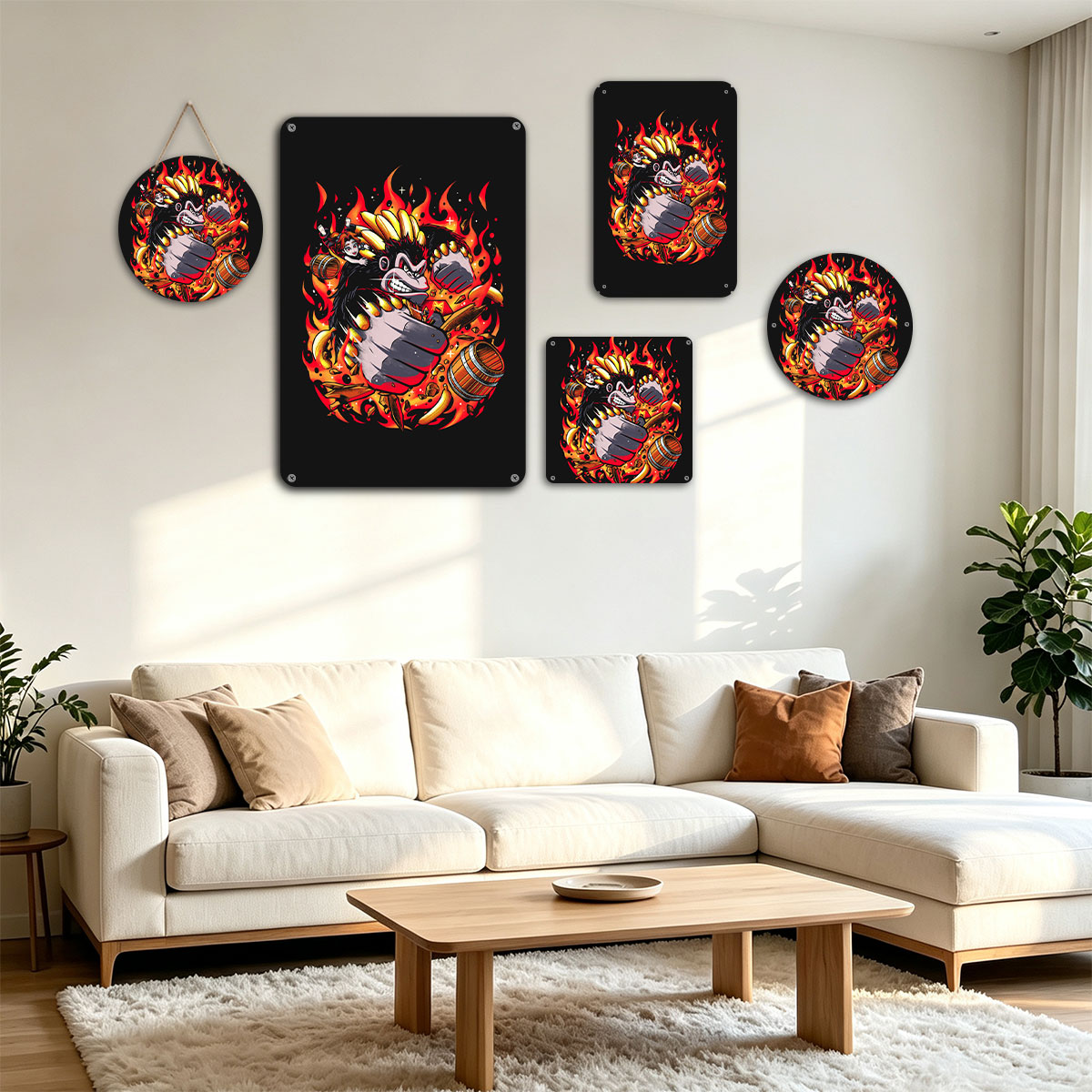 Banana Monkey with Fire and Barrels - painting