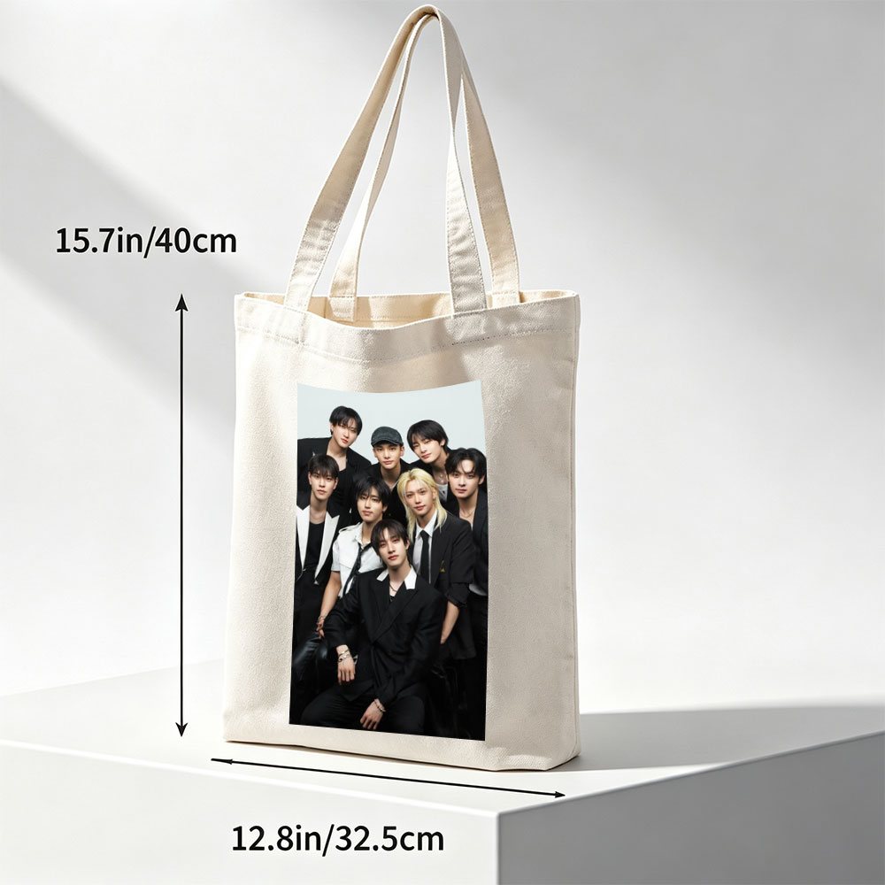 Stray Kids Group Photo in Stylish Black Outfits Posed Together - Canvas tote bags