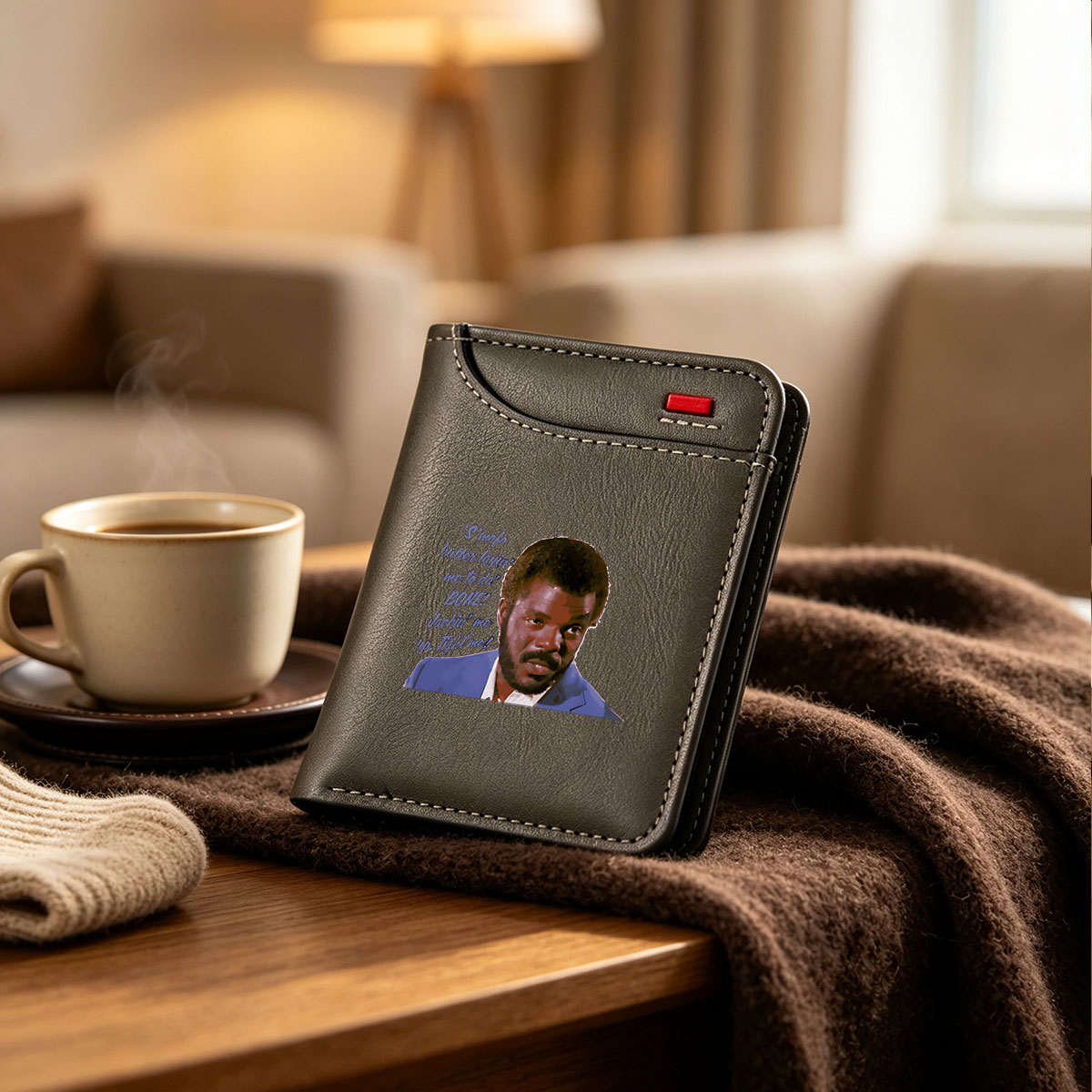 Samuel L. Jackson as Jules Winnfield in Pulp Fiction, iconic quote moment - Vertical Style Wallet