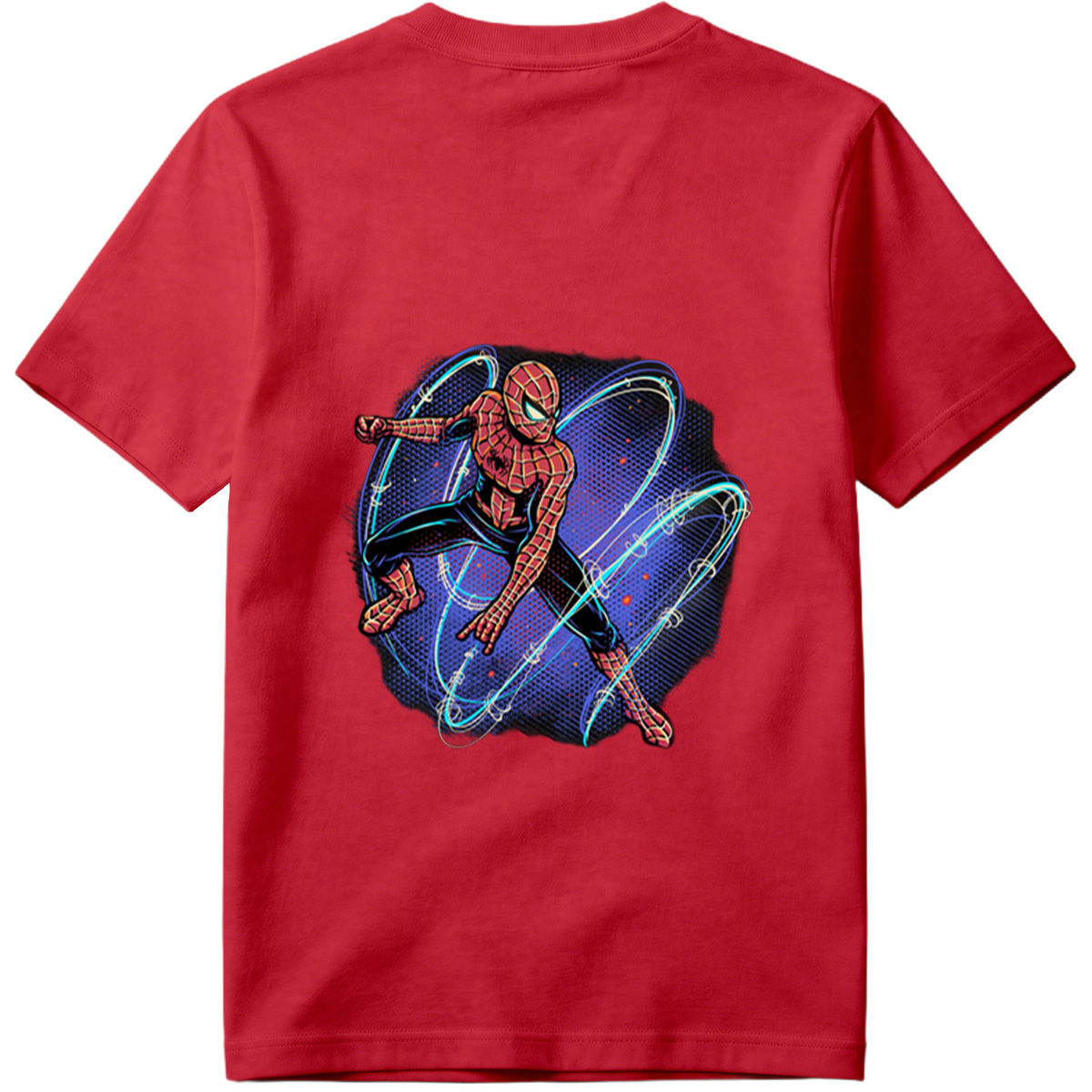 Spider-Man in Action with Dynamic Web Swirls - Tee