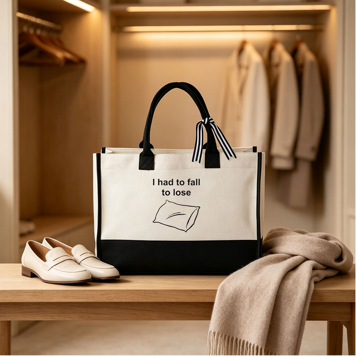 I Had to Fall to Lose Pillow Outline - Canvas patchwork gift tote bag