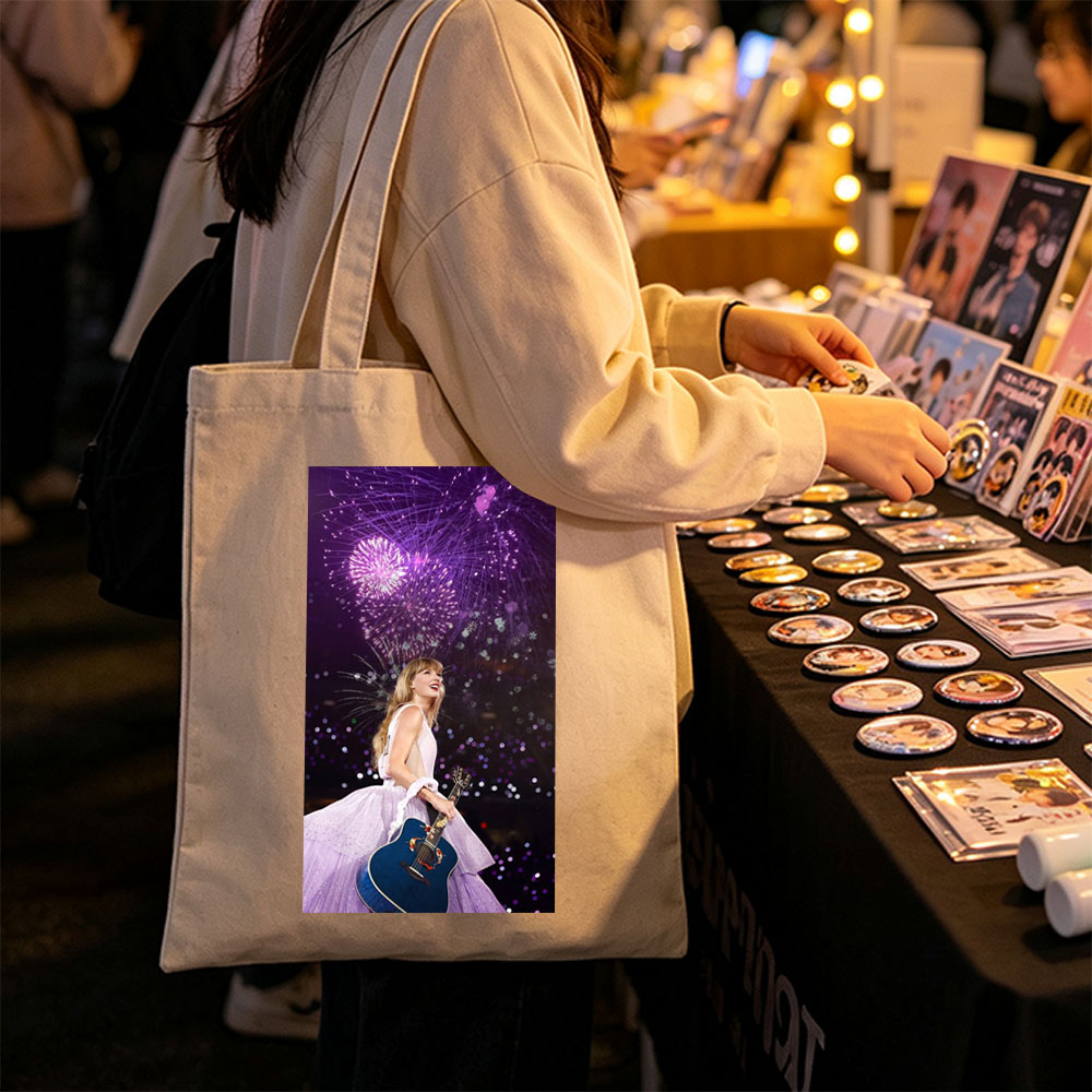 Taylor Swift Live Performance with Fireworks and Acoustic Guitar - Canvas tote bags