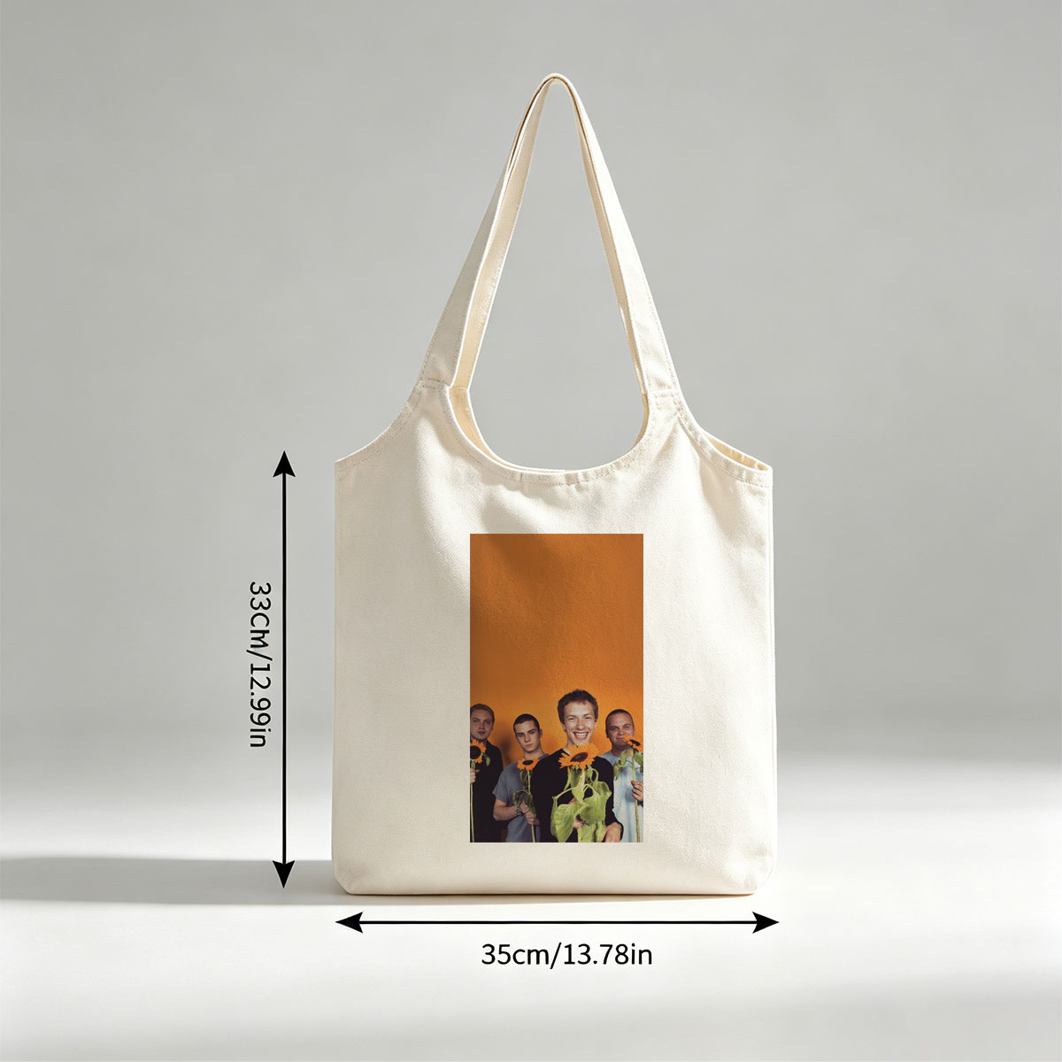 Imagine Dragons Band Members Holding Sunflowers Against Orange Background - Canvas shoulder bags/