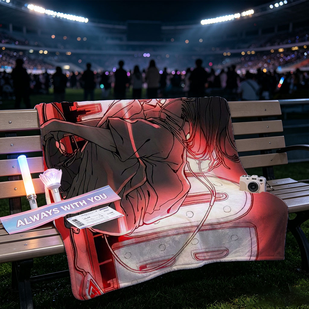 Billie Eilish in a Neon Sign Scene - A Young Woman Lying Against a Glowing 