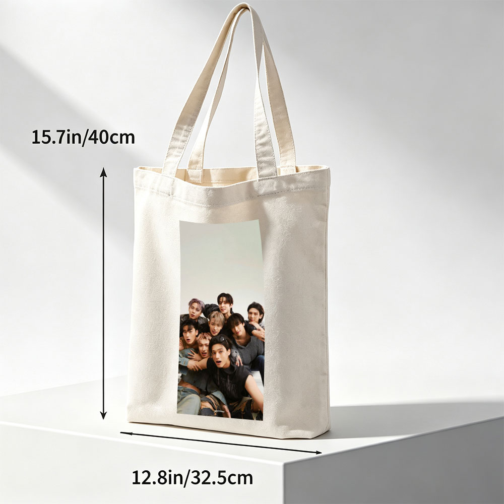 Stray Kids Group Photo - Members Posing Together in Casual Outfits with Expressive Faces - Canvas tote bags