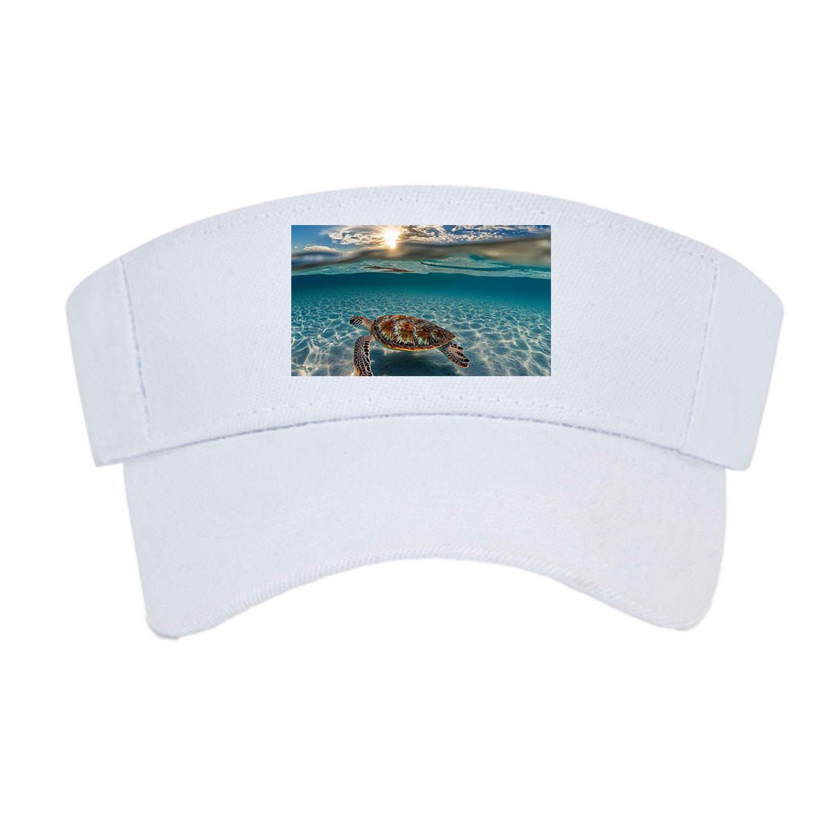 Sea Turtle Swimming in Clear Blue Waters Under Sunlight -  Visor cap