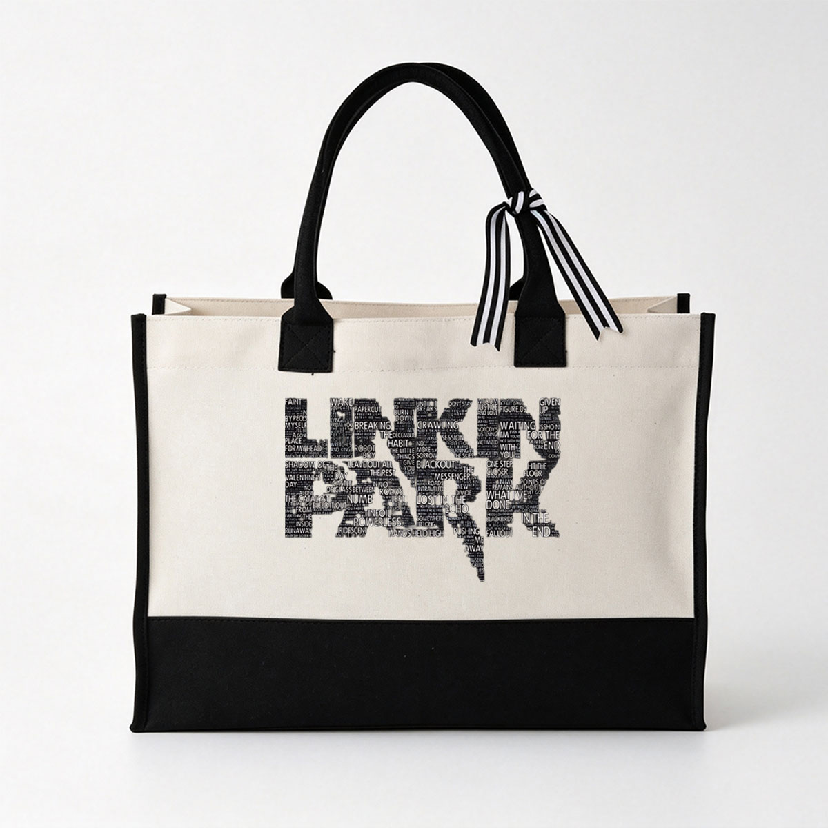 Linkin Park Song Titles Word Cloud - Canvas patchwork gift tote bag