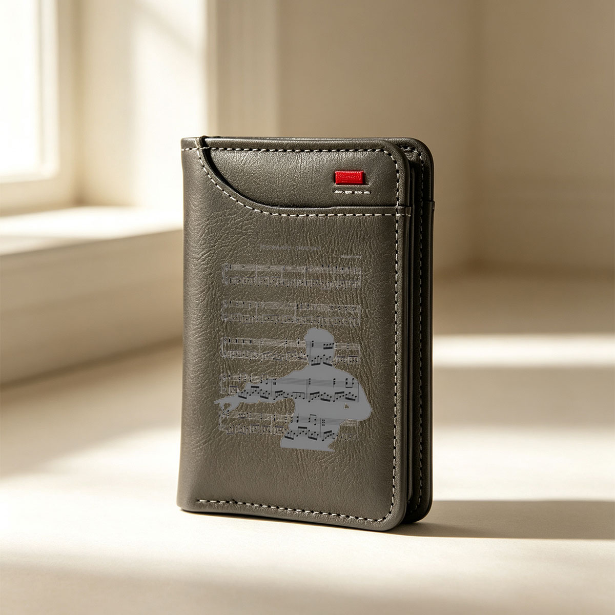 Love Actually - Piano Part with Silhouette of Musician - Vertical Style Wallet