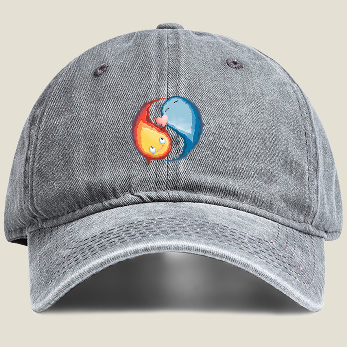 Fire and Ice: A Cosmic Yin Yang - Washed Denim - Baseball Cap