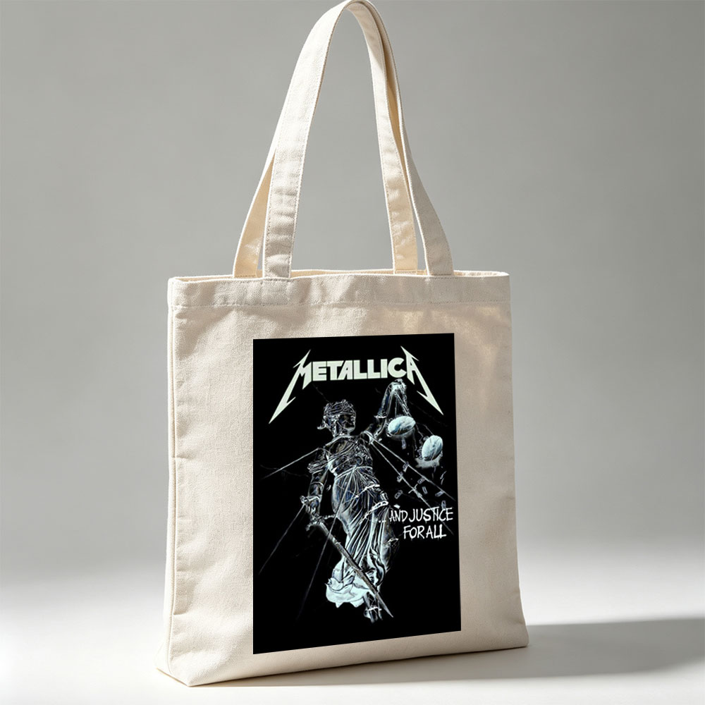 Metallica Band Justice Statue Album Cover Art - Canvas tote bags