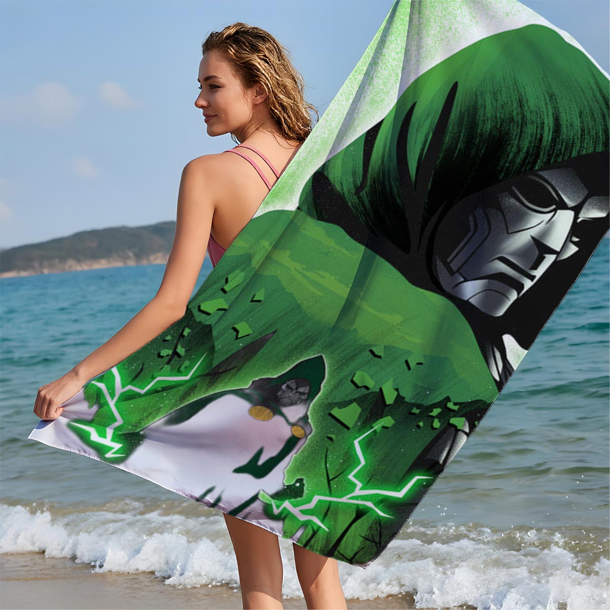 Doctor Doom and the Hulk: A Cosmic Clash of Power - Beach towels