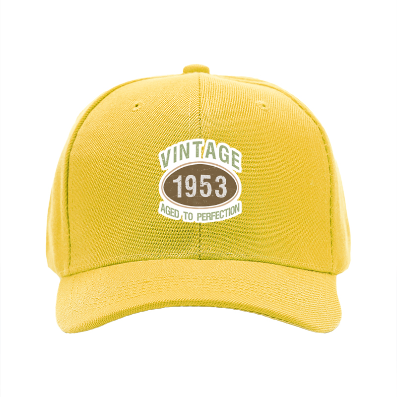 1pc New Baseball Cap Vintage 1953 Aged to Perfection Print Unisex Adjustable Hat for Outdoor Activities and Casual Wear Adults Men Women Style