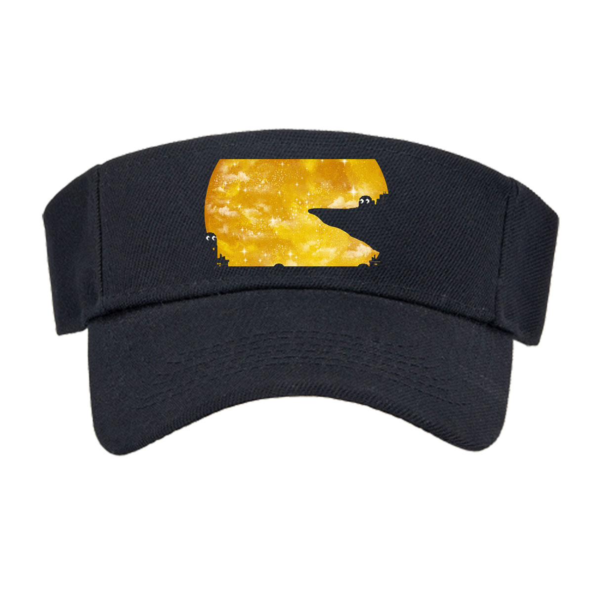City Silhouettes Under a Golden Moon with Starry Sky -  Visor cap