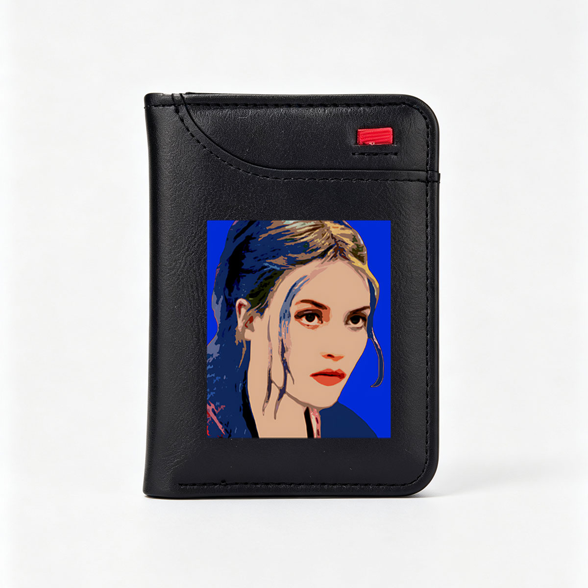 Portrait of a Woman with Blue Hair and Bold Colors - Vertical Style Wallet