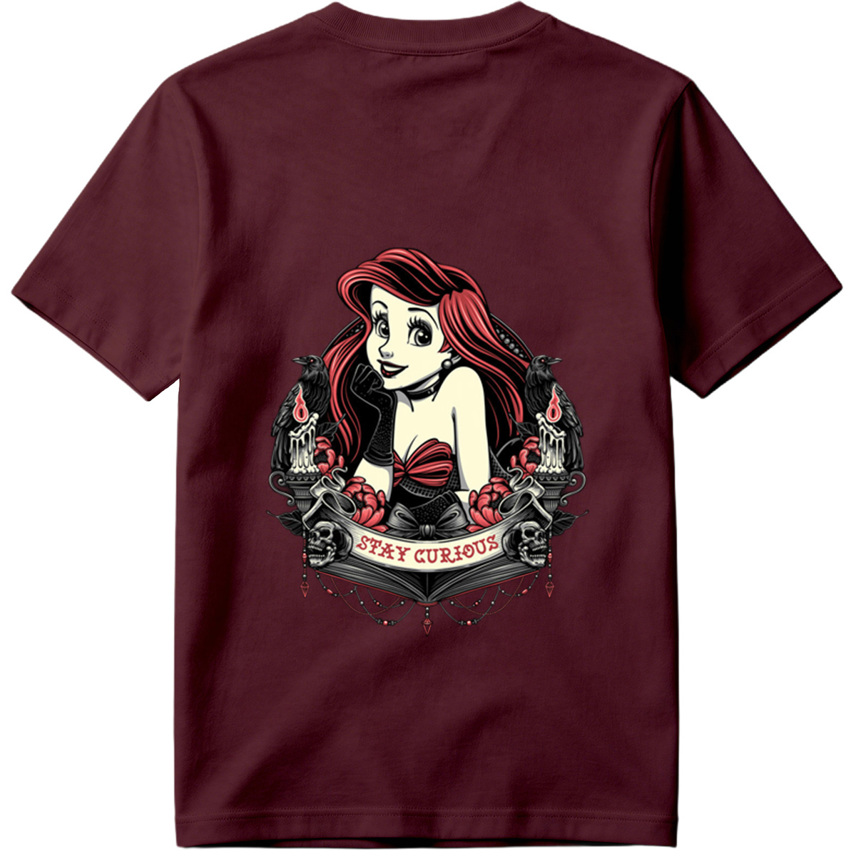 Ariel Stay Curious Gothic Design - Tee