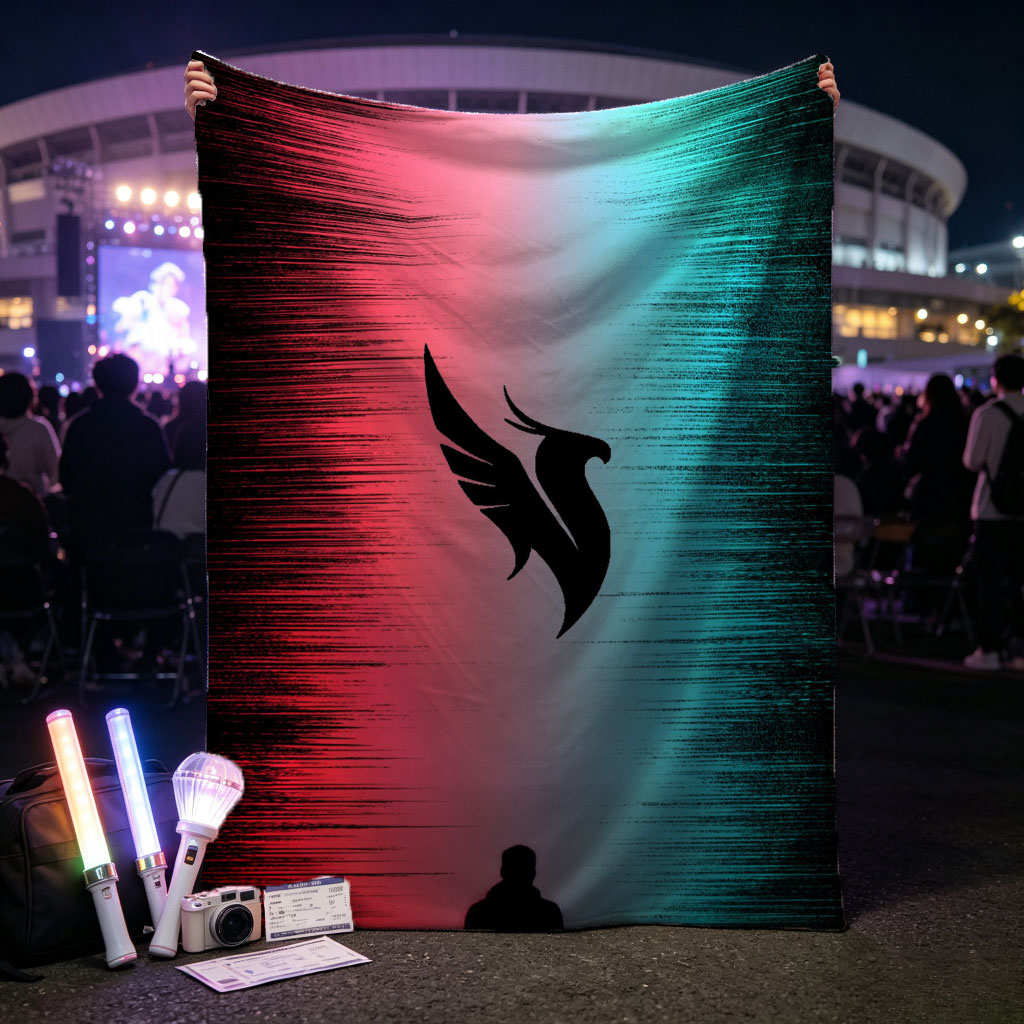 Linkin Park - Silhouette of a Man Standing Before a Winged Bird Symbol Against a Red and Blue Gradient Background - Blankets