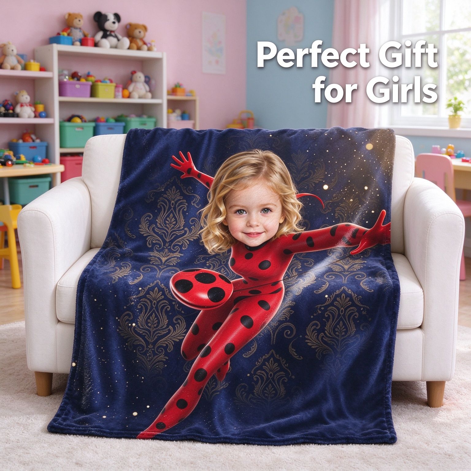 Custom Photo Face Blanket, Personalized Superhero Soft Flannel Fleece Throw for Kids Couch Bed, Memorable Gift