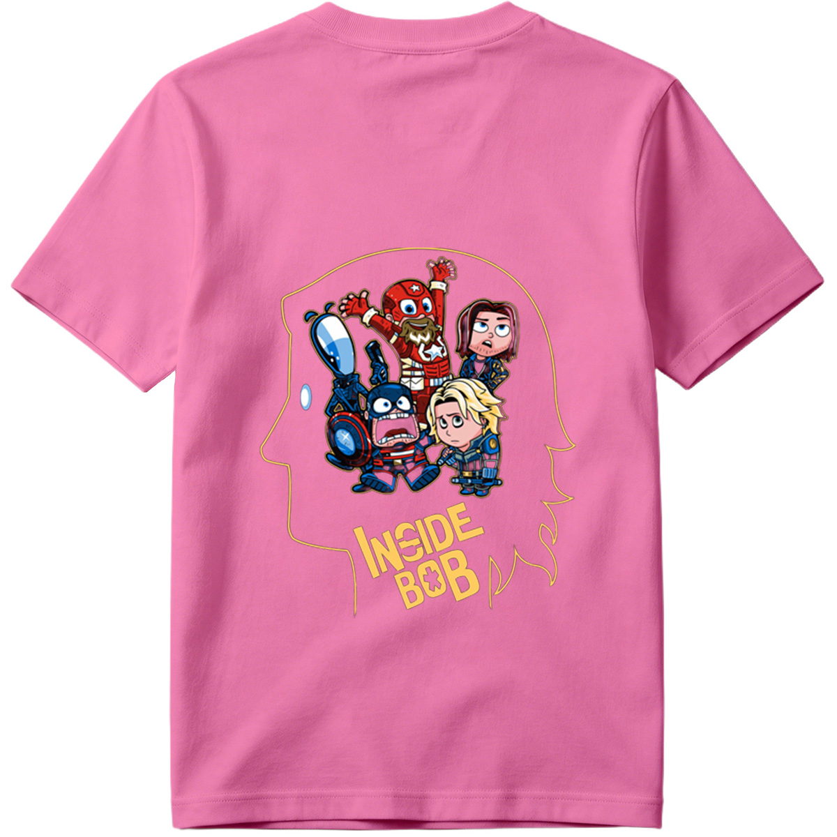 Inside Bob: Captain America, Black Widow, and Thor in Chibi Style - Tee