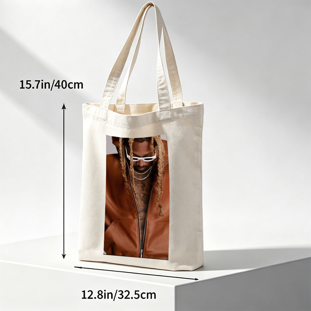 Future in a Brown Leather Jacket with White Sunglasses and Braided Hair - Canvas tote bags