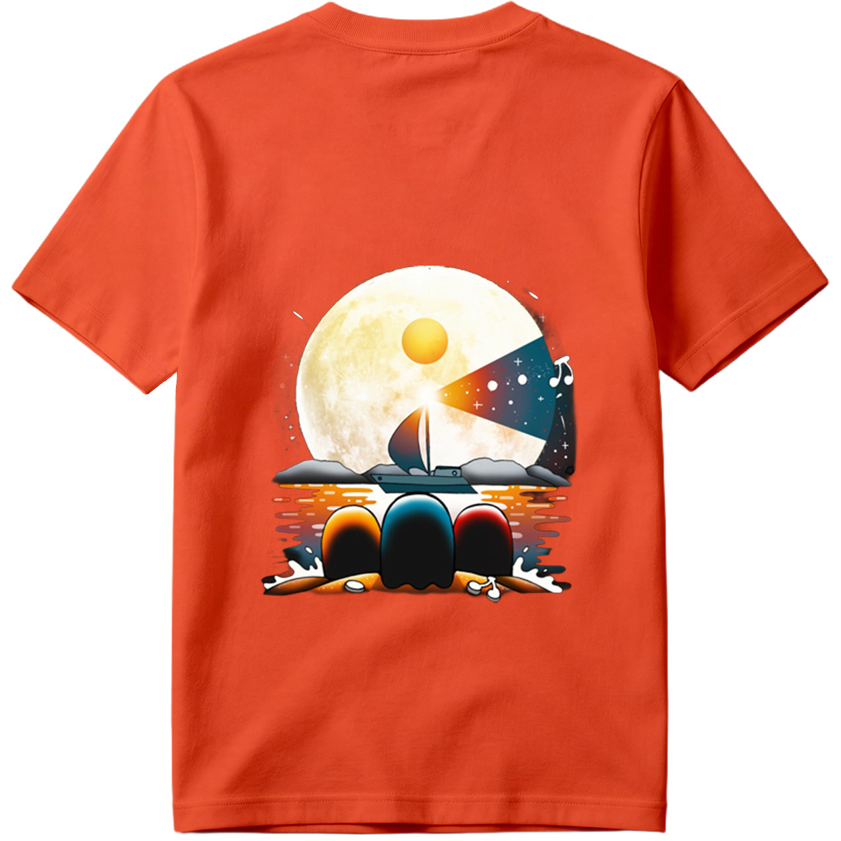 Sailboat Under the Moonlight with Musical Notes - Tee