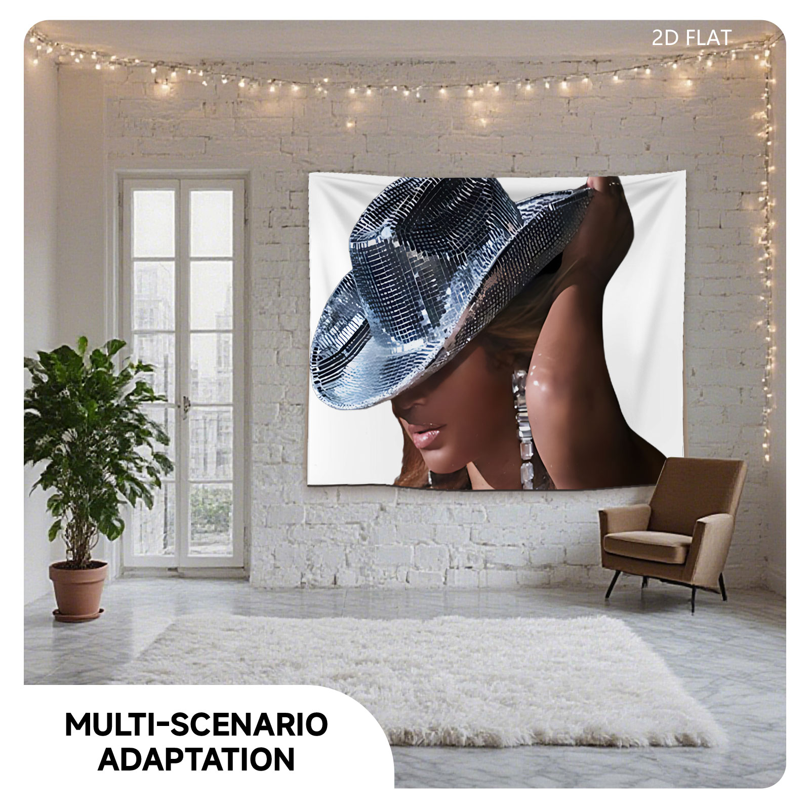 Beyoncé in Sparkling Cowboy Hat and Glittering Outfit - Tapestry