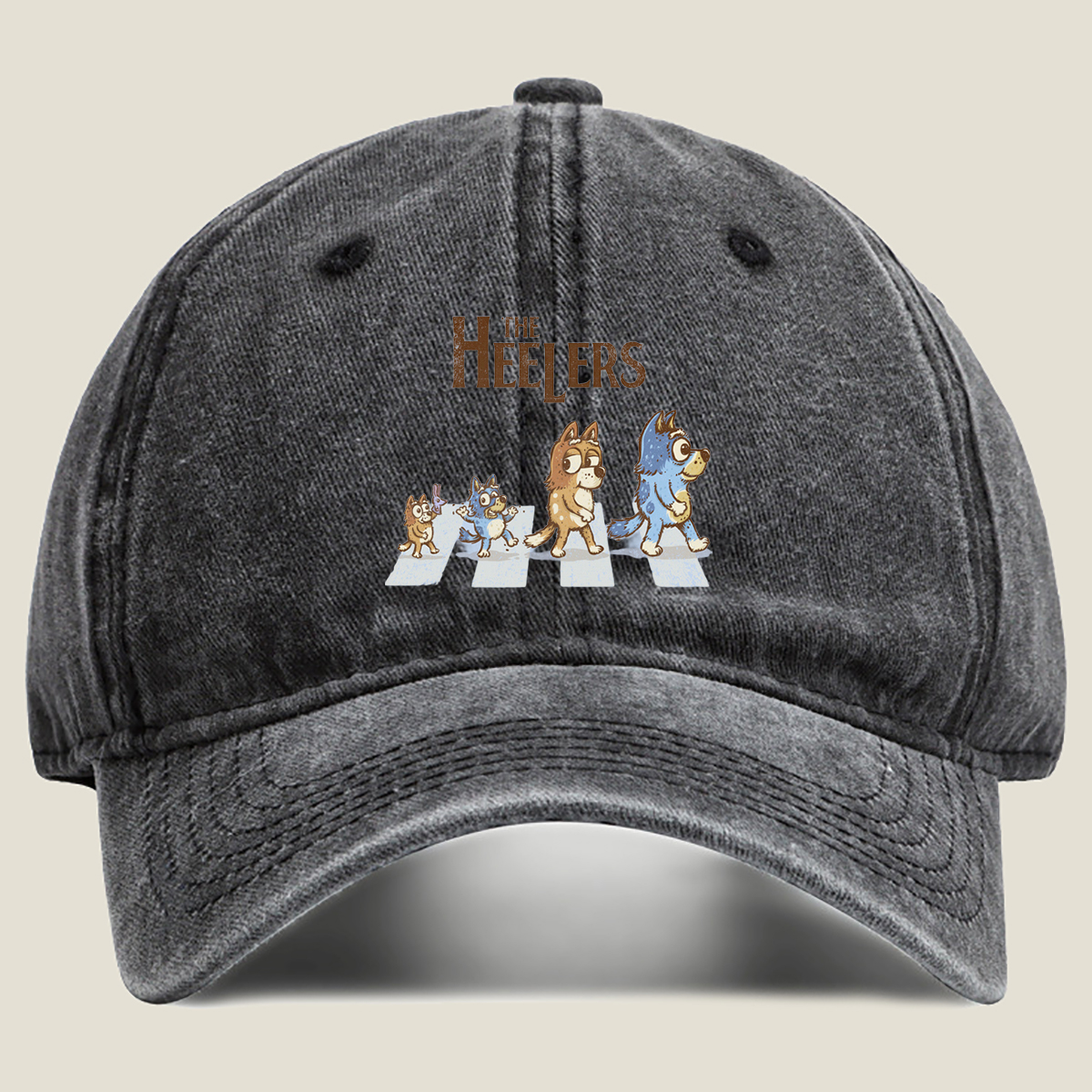 The Heelers: Bluey, Bingo, Bandit, and Mum Dog - Washed Denim - Baseball Cap