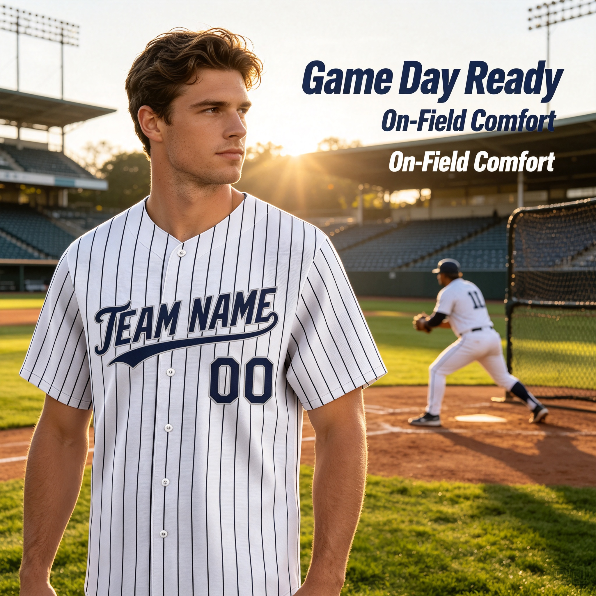 Custom Printed Chicago Southside Style Baseball Jersey White Black Pinstripe Button Down Shirt for Men and Women