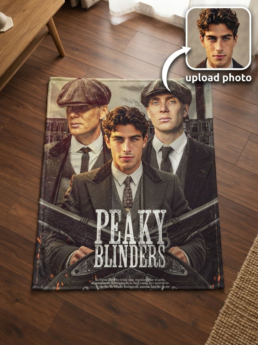 Custom Photo Face Blanket Personalized Vintage Gangster Drama Portrait Ultra Soft Flannel Fleece Throw Cozy Gift for