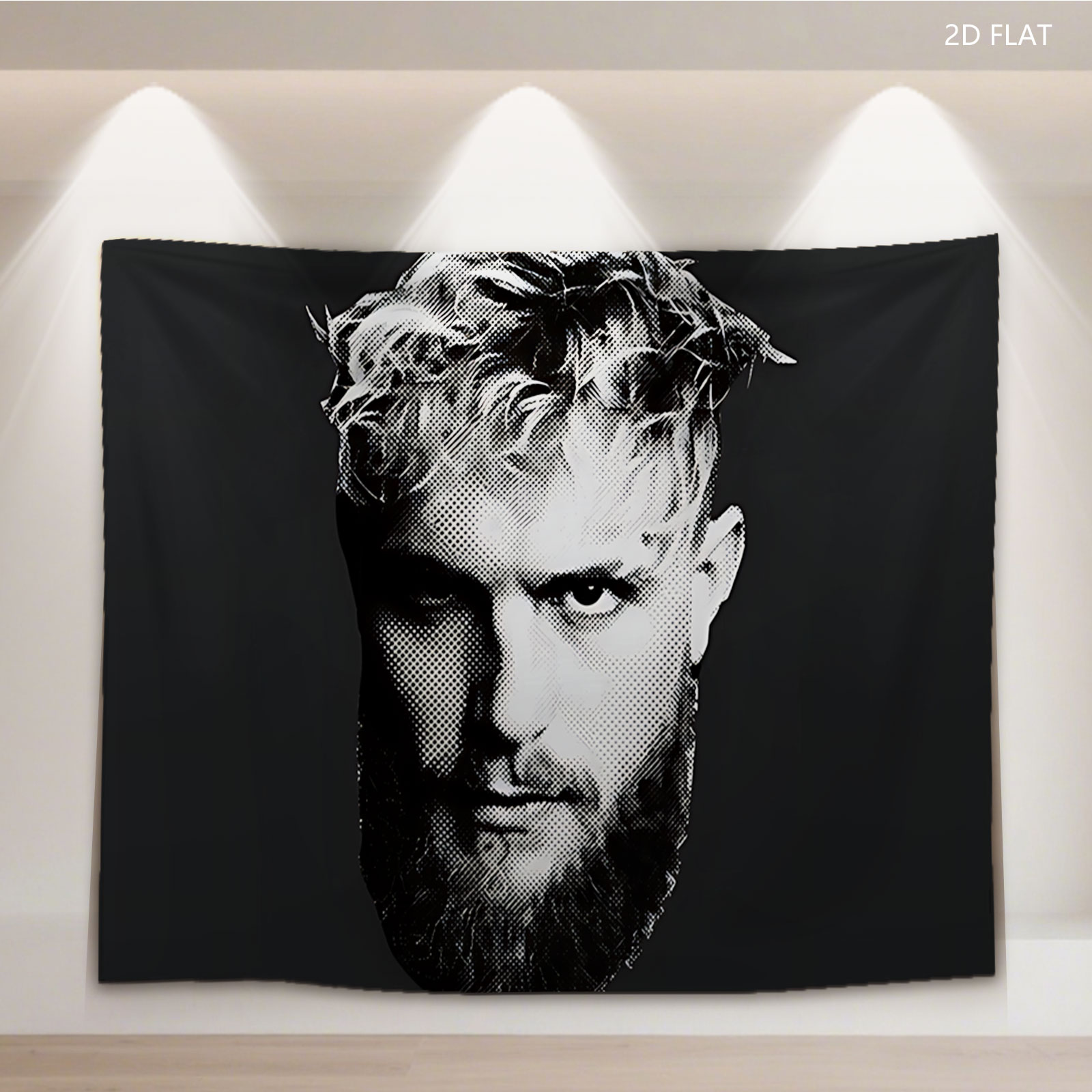 Jesus Christ with Crown of Thorns, Black and White Portrait - Tapestry