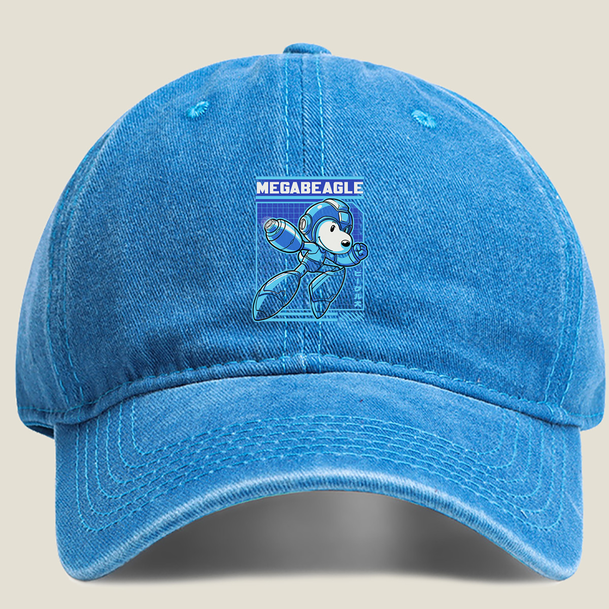 MegaBeagle: A Robotic Dog Adventure - Washed Denim - Baseball Cap