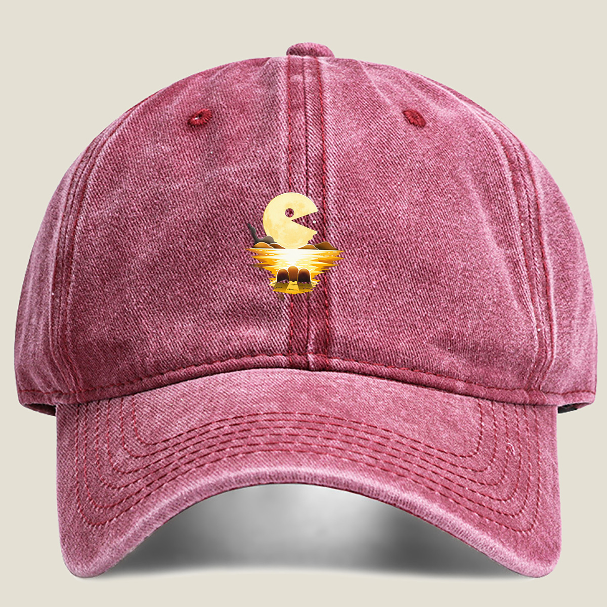 Pac-Man Moon Reflection - Washed Denim - Baseball Cap