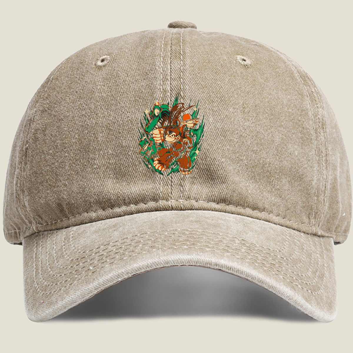 Donkey Kong and King K. Rool Clash - Washed Denim - Baseball Cap